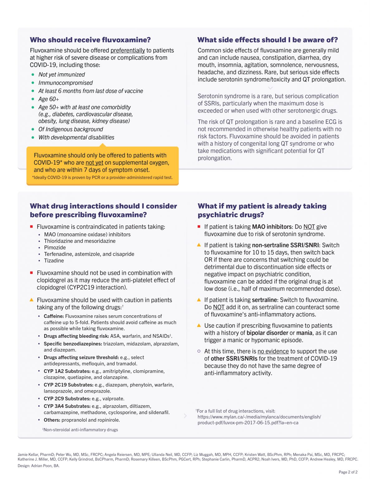 Fluvoxamine What Prescribers and Pharmacists Need to Know Ontario